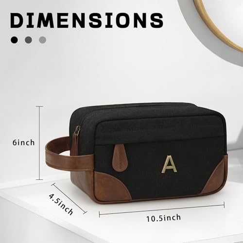 Personalized Toiletry Bag for Men - Canvas & Leather Dopp Kit