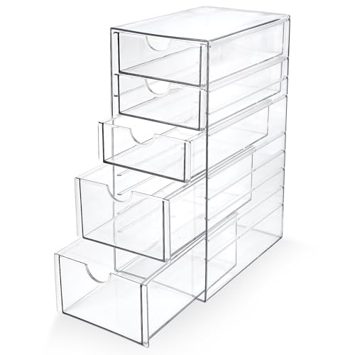 Prsildan 5-Drawer Acrylic Hair & Makeup Organizer, Space-Saving Storage