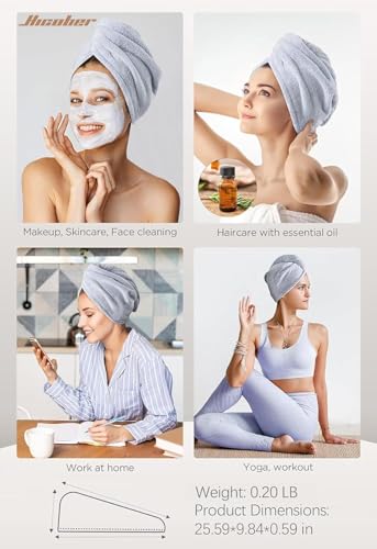 Hicober Microfiber Hair Towel Wrap - Quick-Drying, 3-Pack