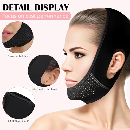 MASIKA V-Line Mask, Chin Strap for Sleeping,Chin Strap for Women,Jaw Exerciser,Jawline Shaper,Jaw Strap,Double chin strap,Jawline Shaper,Reusable chin stra,Black