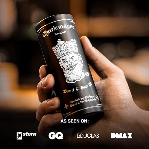 Charlemagne Beard Oil - 30ml Vegan & Leather Scented Men's Grooming Oil - Boosts Beard Growth - Made in Germany