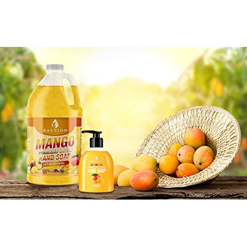 Bastion Antibacterial Hand Soap- Mango Scented Moisturizing Pearlized Liquid Hand Wash - 1/2 Gallon (64 oz.) Bulk Refill Jug. Mango Scented. Non-Toxic. Made In The USA
