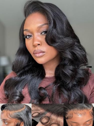 Fongly 13x6 HD Lace Front Wigs Human Hair Body Wave 16 Inch Wig