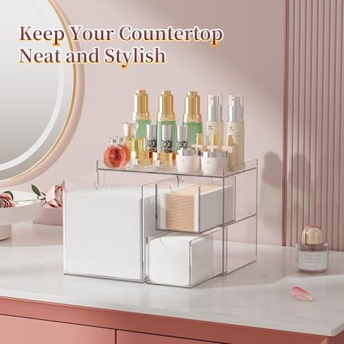 Clear Acrylic Facial Towel Organizer with 3 Drawers