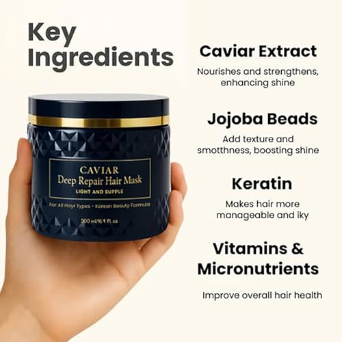 Korean Caviar Hair Mask - Deep Repair for Dry Damaged Hair, 500ml