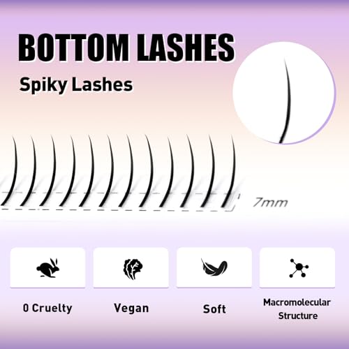 Arison Lashes Bottom Fairy Lash Extension 240 Pcs 0.07mm Thickness Lower C Curl 4-7mm Mixed Under Eyelashes (Fairy Bottom Lashes 0.07-C-4-7mm)