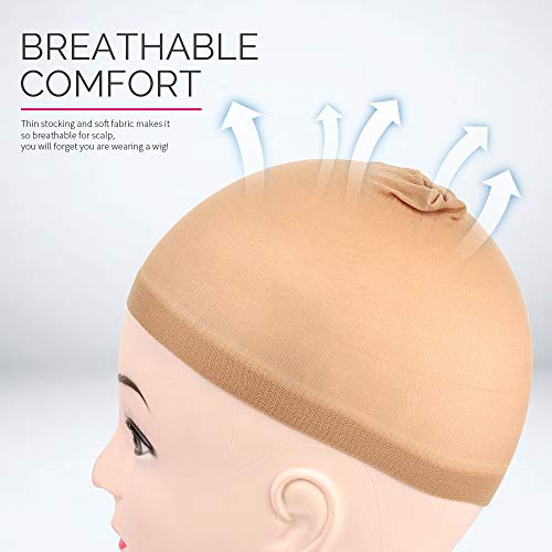 Nylon Wig Cap - Light Brown Stretchy Stocking Cap for Women Men Kids - Variation of Nylon Wig Cap