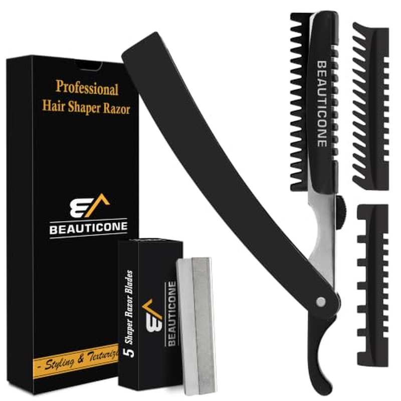 Beauticone Professional Hair Cutting Razor with Replaceable Blades & Combs