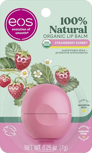 Organic Lip Balm - Strawberry Sorbet, 0.25 oz - Scented Natural Moisturizer with Shea & Coconut