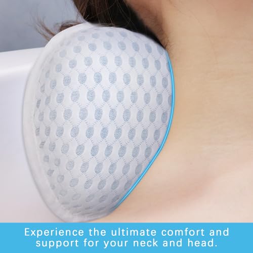 Bathtub Pillow with 4D Mesh & Suction Cups - Ergonomic Neck Support