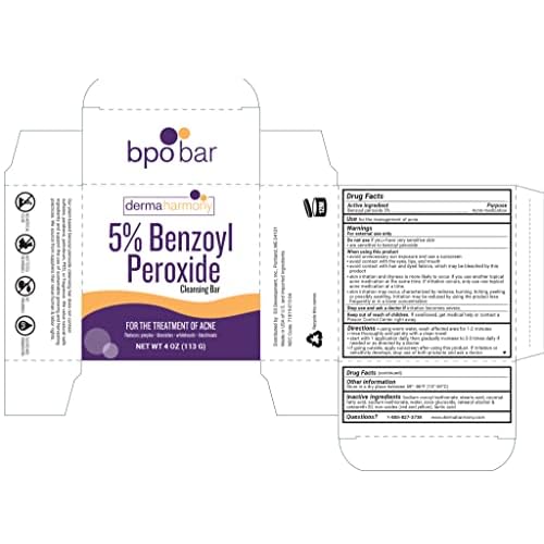 Dermaharmony 5% Benzoyl Peroxide Cleansing Bar for acne (4 oz)