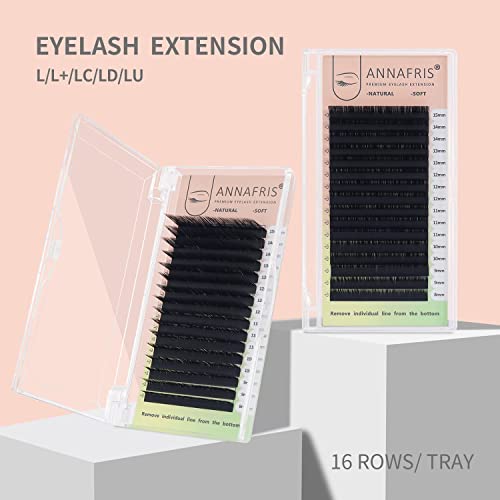 L/L+/LC/LD/LU(M) Curl Individual Eyelash Extension Natural Synthetic Mink Matte Black False Lashes Extension Faux Cils Maquillage (L Curl, 0.10 8-15mm Mix)