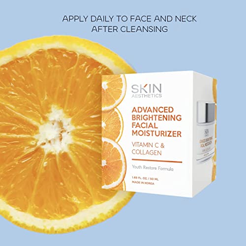 Skin Aesthetics Vitamin C and Collagen Daily Face Moisturizer - Dermatologist Tested - Reduce Fine Lines & Wrinkles, Anti-aging, Brightening Day Cream - Korean Skin Care - AllSkin Types - 1.69 Fl. oz