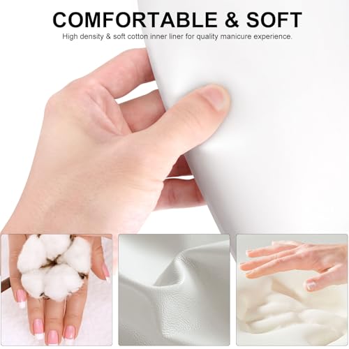 Nail Arm Rest for Nails Tech,U Shaped Manicure Nails Arm Rest Stand,Cozy Leather Hand Rest Holder for Nail Tech Manicure Salon Tools,Detachable Bracket (White)