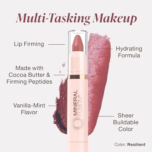 Mineral Fusion NEW Sheer Moisture Lip Tint, Buildable Lip Color, Hydrating Lip Balm with Jojoba Oil, Shea Butter & More, Hydrates & Nourishes, FD&C Dye-Free & Hypoallergenic, Resilient, Earthy Berry