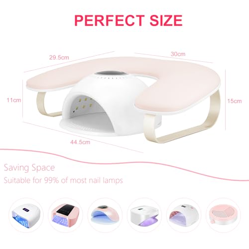 Manicure Arm Rest for Nails Tech, Cleanable Leather Nail Arm Rest Stand, U Shaped Hand Rest Pillow for Acrylic Nail Salon Home Use, Aluminum Alloy Bracket(Pink£©