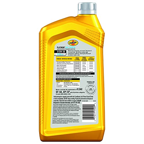 Pennzoil Platinum Full Synthetic 5W-30 Motor Oil (1-Quart, Single)