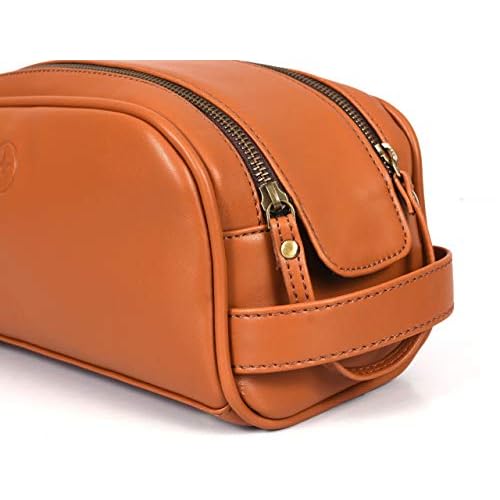 Leather Toiletry Travel Pouch Faux Leather Waterproof Dopp Kit By Aaron Leather Goods