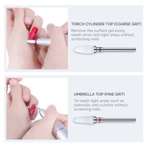 5-Piece Ceramic Nail Drill Bits Set for Manicure & Pedicure