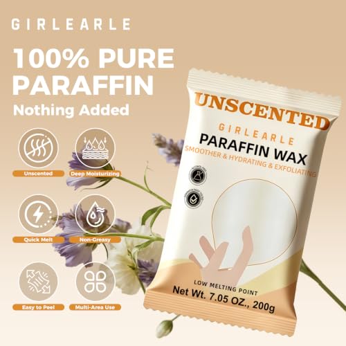GIRLEARLE Unscented Paraffin Wax Refills - 10 Pack for Hand & Foot Wax Machine