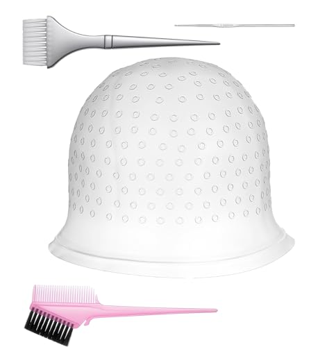 Silicone Hair Highlighting Cap with Hook & Brush Set