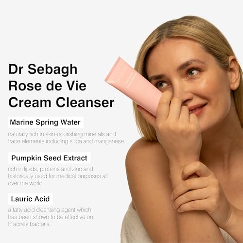 Dr Sebagh Rose de Vie Cream Cleanser (3.4 fl oz) - Gentle Facial Cleanser & Makeup Remover - Hydrating Skin Cleanser for Dry & Sensitive Types - Luxury Facial Cleansing Product