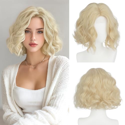 Haloo Blonde Bob Wig Lace Front Short Wavy 11 Inch