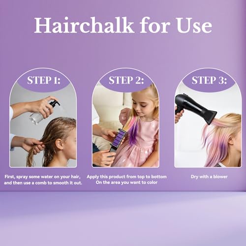 6 Color Washable Hair Chalk Comb Set for Kids & Adults