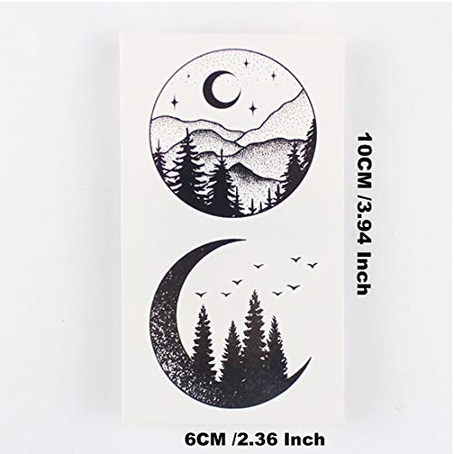 Ooopsiun 20 Sheets Black Mountain Temporary Tattoos for Adult Men Women, Waterproof Fake Tattoos Body Art Sticker for Hand Neck Wrist Arm