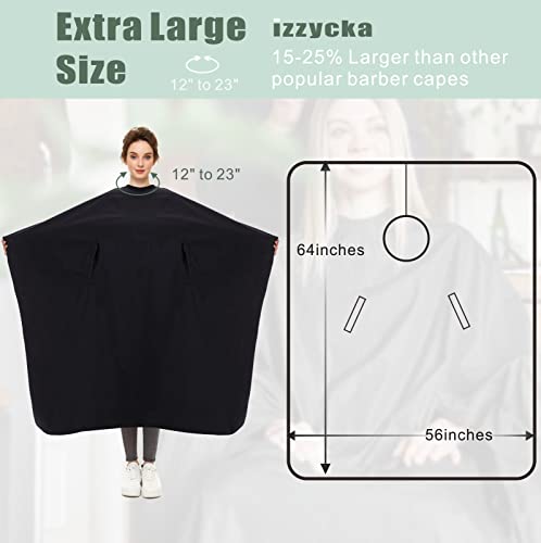 Izzycka Professional Barber Cape with Armholes - Waterproof 64x56 Inches - Black