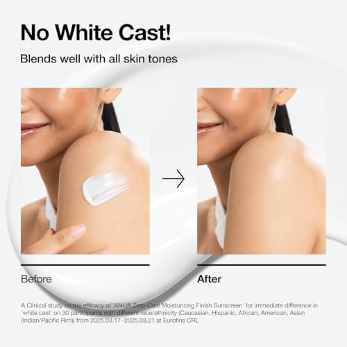 Anua Zero-Cast Sunscreen SPF 50 | Hydrating Face Moisturizer