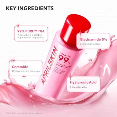 APRILSKIN TXA+Niacinamide 99 Pink Milky Toner | 99% High-Purity TXA 3%+ Niacinamide 5% for Brightening | Highly Concentrated Cream Toner | Deep Moisturizing Formula for Dull Skin | 5.07 fl.oz.