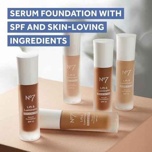 No7 Lift & Luminate Triple Action Serum Foundation - Liquid Makeup with SPF 15 for a Dewy, Glowy Base - Radiant Formula for Mature Skin - Cool Vanilla (1 Fl Oz)