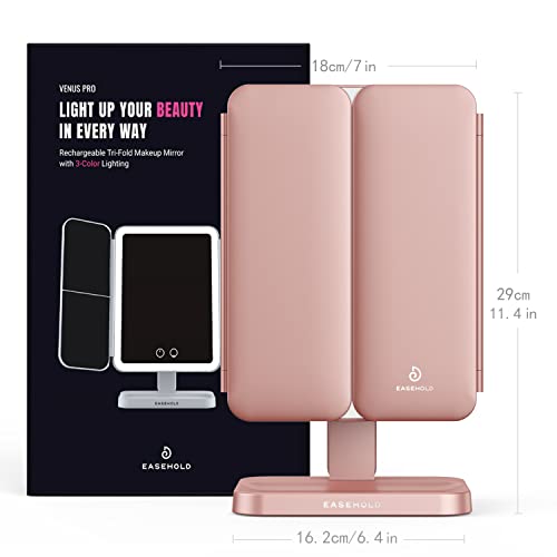 EASEHOLD Rechargeable LED Makeup Mirror with 10X Magnification