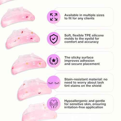 Curacoro Lash Lift Shields, 14 Pcs/7 Sizes Lash Lift Rods, Lash Lift Pads for Eyelash Curling and Lifting, Reusable Silicone Lash Rods For Eyelash Perm Lamination