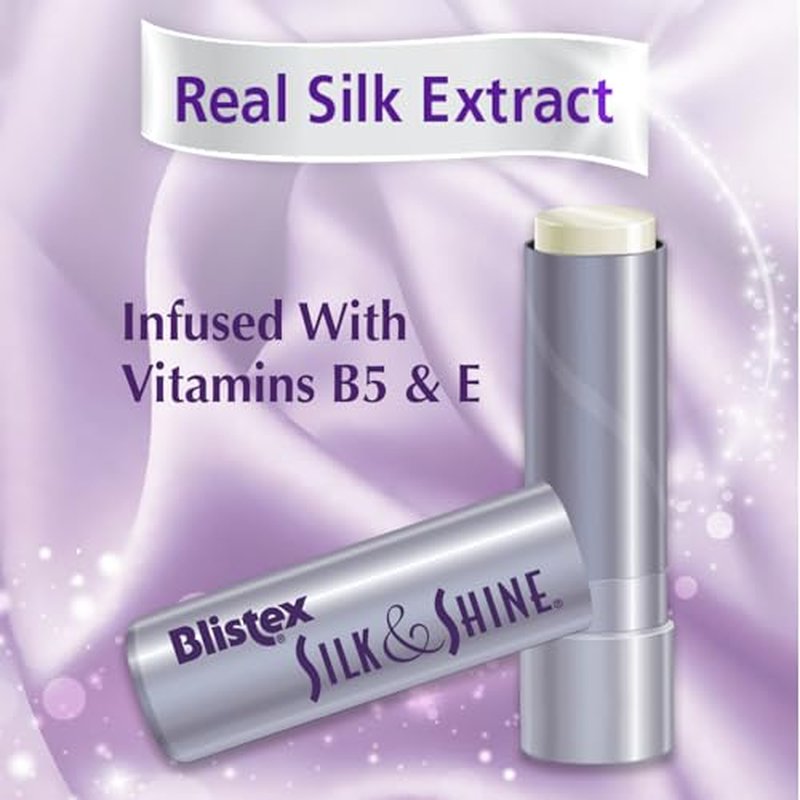 Blistex Silk & Shine Lip Balm, 0.13 Ounce Tube, Vitamin B5 & E, Bulk Lip Balm, Super Smooth Lip Moisturizer, Sheer Gloss for Finished Appearance, 1 Pack