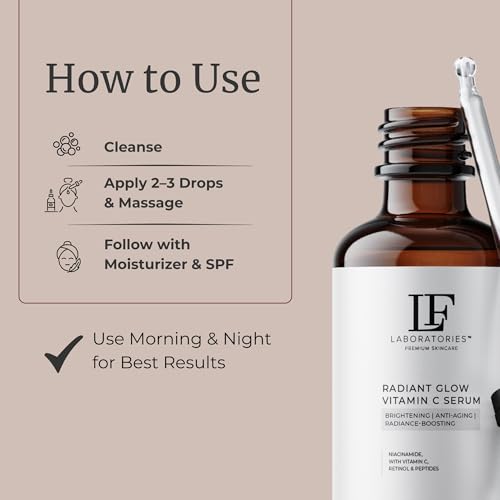 Radiant Glow Vitamin C Serum with Retinol, Peptides, Niacinamide & Hyaluronic Acid ? Brightening & Anti-Aging Face Serum for Dark Spots & Fine Lines ? 1 fl oz / 30 ml