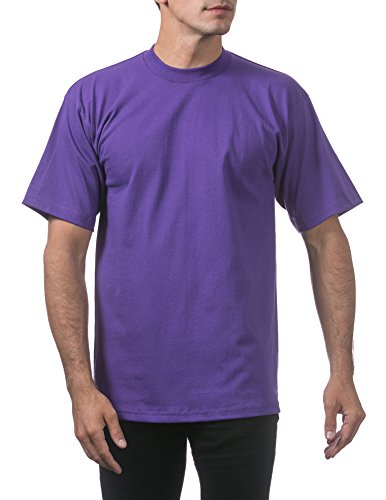 Pro Club Men's Heavyweight Cotton Short Sleeve Crew Neck T-Shirt, Purple, Small