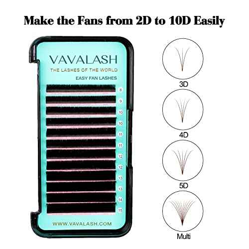 VAVALASH Colored Easy Fan Eyelash Extensions 0.07 CC Curl 8-15mm Mixed Lash Tray Brown Self Fanning Lashes Colorful Volume lash extensions£¨Brown,0.07-CC-8-15mm£©