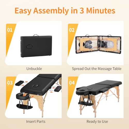 BestMassage Portable Massage Table 24" Wide Height Adjustable