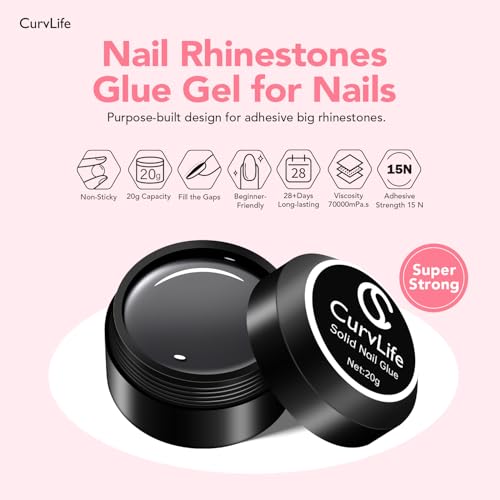 Curvlife 15g Clear Soft Gel Nail Glue for Press On Nails & Nail Tips - 3 in 1