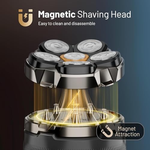 Wyklaus 6D Electric Head Shaver for Men, Waterproof Wet Dry