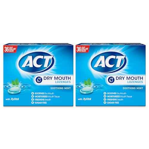 Act Dry Mouth Lozenges with Xylitol, Soothes, Moisturizes & Freshens, Soothing Mint, Value Size, 36 ct., 2 pk