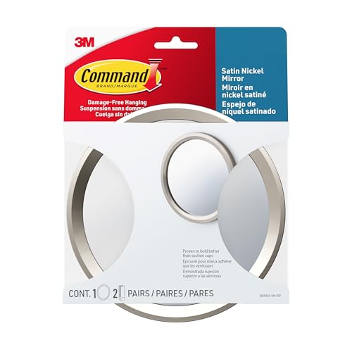 Command Bath Mirror Satin Nickel Damage-Free Adhesive
