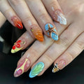 24Pcs Almond Press On Nails with 12 Sizes & Nail File
