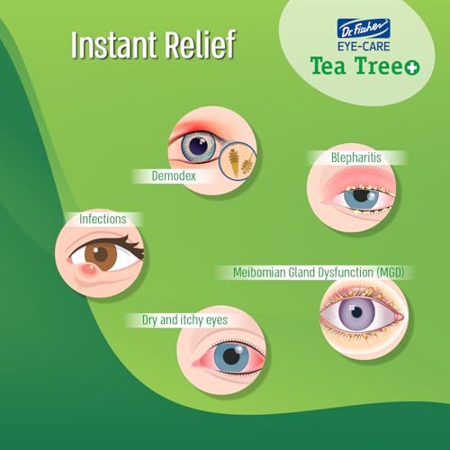 Dr. Fischer Tea Tree Oil Eye Wipes - Hypoallergenic Eyelid Wipes for Sensitive Eyes with Hyaluronic Acid and Chamomile, Makeup Remover, Daily Cleanser (30 wipes)