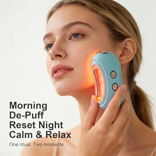 Face Massager Tool with Red Light Therapy for Face, Jade£¦Rose Quartz Microcurrent Facial Device with Vibration£¦7-Color LED Warm Heat, Gua Sha Facial Tools for Lifting, De-Puffing, Lymphatic Drainage
