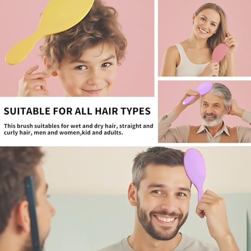 Dismok 8-Pack Wet & Dry Detangling Hair Brushes with Soft Bristles & Anti-Slip Handle