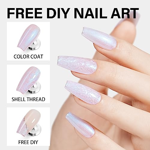 AILLSA Pearl Gel Nail Polish Chrome Mermaid Gel Polish Aurora Iridescent Shimmer Pearlescent Shell Soak Off U V Gel Nail Polish Glazed Donut for Manicure Salon DIY & Holiday Gifts 0.27Fl Oz GE13