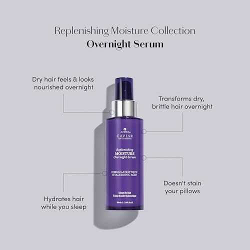 Alterna Caviar Anti-Aging Replenishing Moisture Overnight Serum 3.4oz | Leave In Hair Treatments for Dry, Damaged Hair |Nourishes, Restores with Humidity & Heat Protection